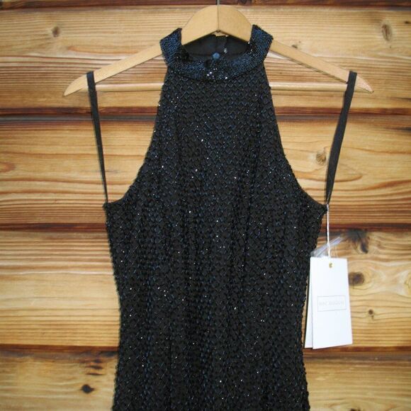 Mac Duggal 5531 Womens Beaded HIGH NECK HALTER SLEEVELESS MIDI DRESS - Picture 7 of 16
